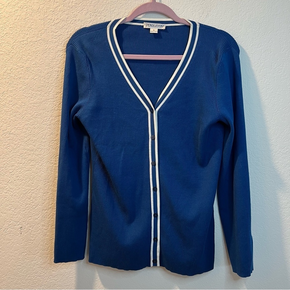 Women’s Pendleton blue silk blend button front cardigan sweater size small S